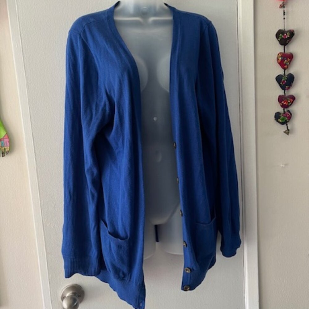 Plus Size ~ Beautiful Blue Button Front Sweater